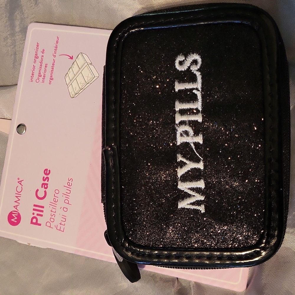 Black My-Pills Case Glitter Btand New